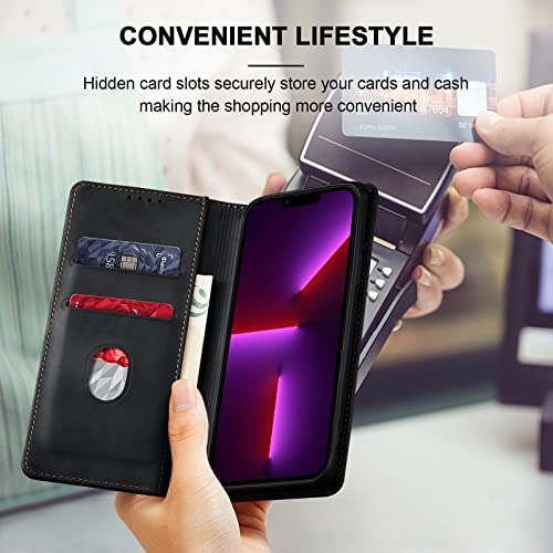 Image of Jasonyu Flip Wallet Case for iPhone 13 Pro Max,Black