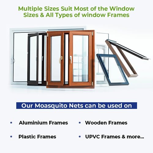 Image of Classic Mosquito Net for Windows Standard Size |Pre-Stitched (Size: 50X50cm / Color: Grey |Premium 120GSM Fiberglass Mesh with Self-Adhesive Hook Tape, Quick, Long-Lasting Window net for Home