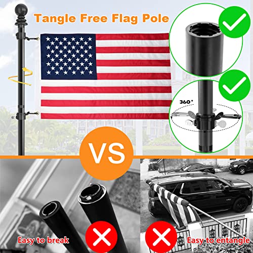 Scwn 5 Ft Flag Pole For Kit, Tangle Free Spinning Weather Resistant Rustproof Metal Aluminum Flagpole For 3X5 American Flag, 1" Dia Flag Pole For Outside, Residential Or Commerical(Without Bracket) #TOP3