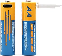Rechargeable AA Lithium Batteries, 1.5V Li-ion USB Dual AA Battery 2600mWh with 2 in 1 Type C Charging Cable, Pack of 2 …