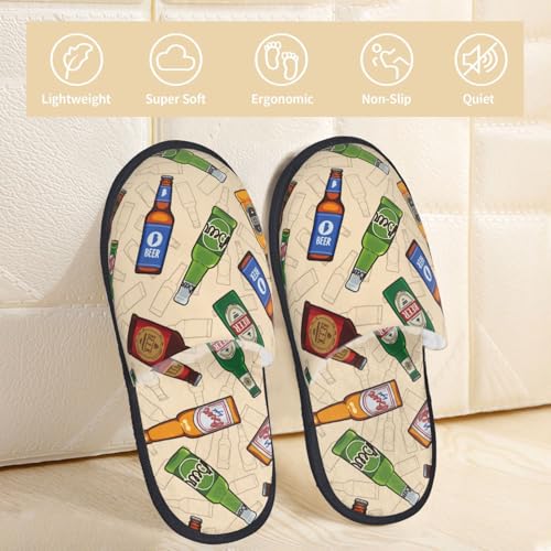 Beer Bottles Seamless Pattern Slippers for Women Fuzzy House Shoes Anti-Skid Indoor Slipper Gifts for Women Mom Ladies3