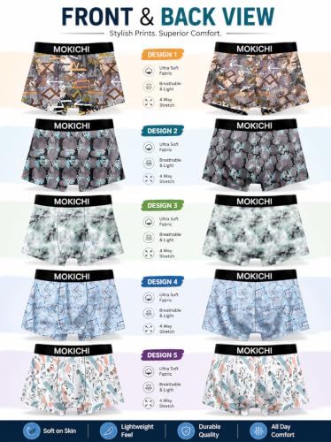 Image of Men's Boxer Briefs for Men Pack of 5 | Soft Stretchable Trunks with Elastic Waistband | Comfortable Breathable Innerwear, Sports & Gym