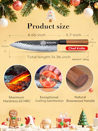 Image of Custom Chefs Knife, Customizable Patterns and Copywriting Sharp 8 Inch Japanese Knife with Rosewood Handle, Birthday Gifts for Men in Sandalwood Gift Box