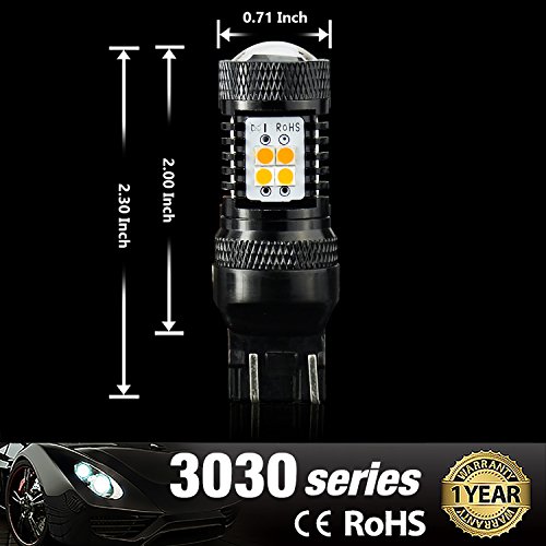 JDM ASTAR Extremely Bright 3030 Chipsets White/Yellow 7443 7444 Switchback LED Bulbs with Projector For Turn Signal Lights - Thumbnail 6