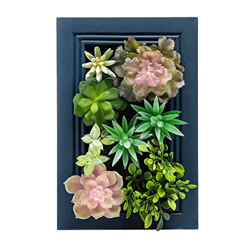 Nattol 人工多肉植物 ウォールアート DIYキット リアルな人工植物付き木製フレーム 壁掛けボタニカル装飾 垂直庭とフェイク植物のホームデコ ネイビーブルー Nattol 人工多肉植物 ウォールアート DIYキット リアルな人工植物付き木製フレーム 壁掛けボタニカル装飾 垂直庭とフェイク植物のホームデコ ネイビーブルー