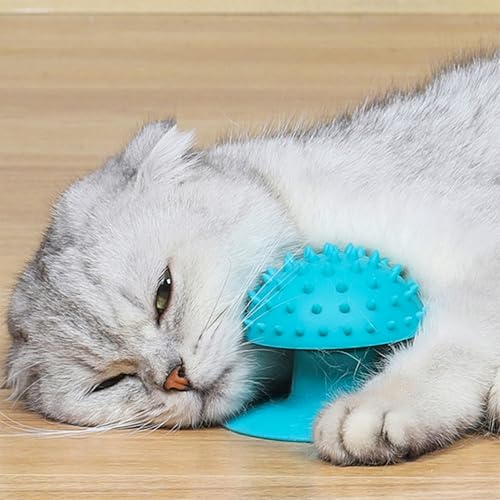 Image of Cat Grooming Supplies for Indoor Pets - Furminator for Cats with Suction Cup - Cat Face Scratcher with Holes for Catnip - Thermoplastic Rubber Corner Brush for Cats Kittens Hamsters (Without Catnip)