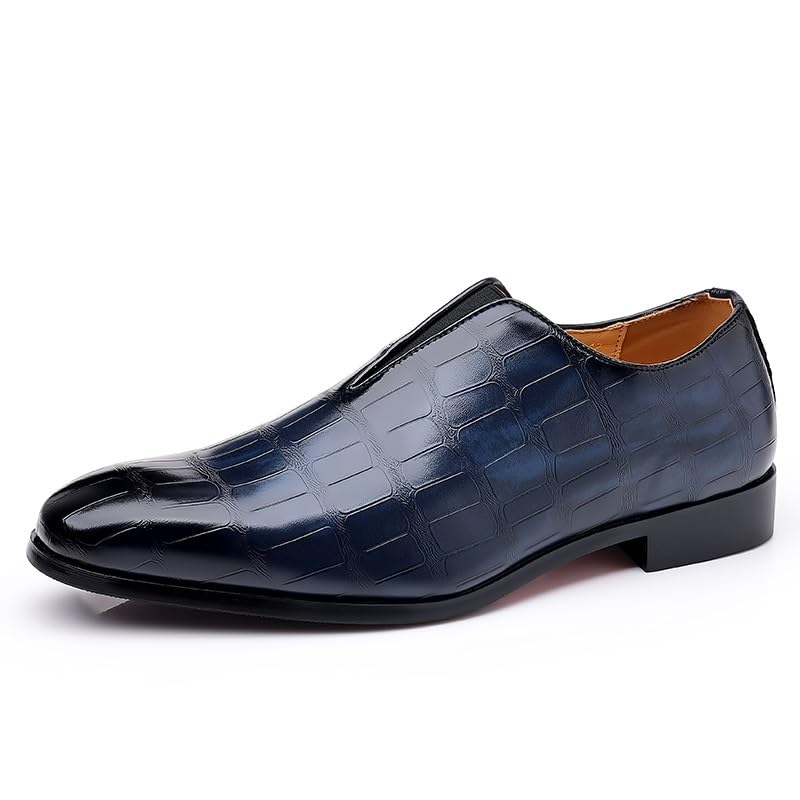 Formal Shoes for Men Slip On Pointed Burnished Toe Stone Pattern Oxford Shoes Anti-Slip Low Top Rubber Sole Non Slip Resistant Working2