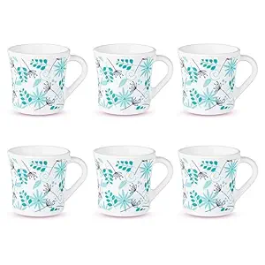 Larah by Borosil Stardust Set of 6 Tea Mugs (100 ml Each) Crysta Series