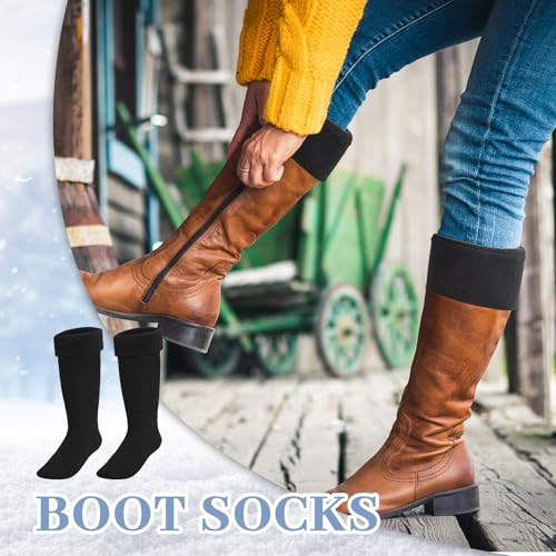 Image of Hercicy Hunting Boots Socks Rain Boot Liners Stitch Cable Snow Warm Fleece Socks for Hiking Outdoor