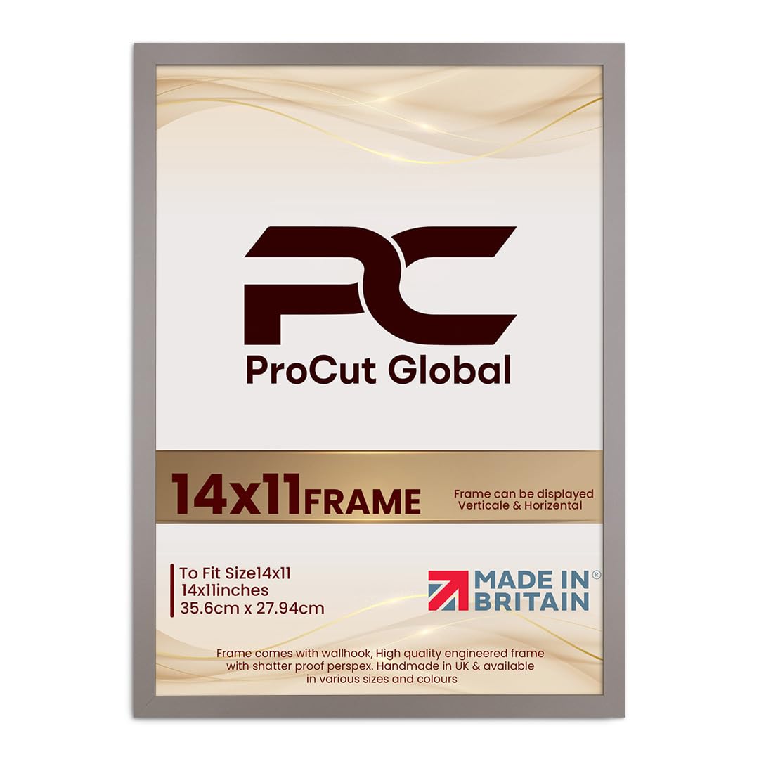 Procut Global 14X11 Rose Gold Picture Frames - Modern Wooden Photo Frame with Shatterproof Perspex for Wall or Tabletop - Perfect for Posters, Certificates, Prints - Sizes & Colors Available
