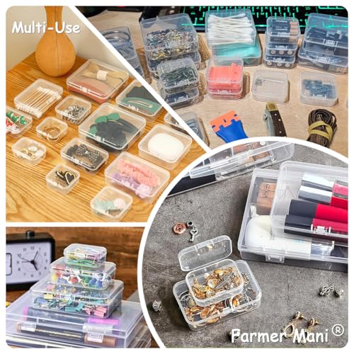 Image of Rectangular Clear Plastic Box Containers (3.46 inch x 2.36 inch x 0.83 inch), 12 Pack Small Storage Boxes with Lids for Beads, Earplugs, Pins, Small Items etc.