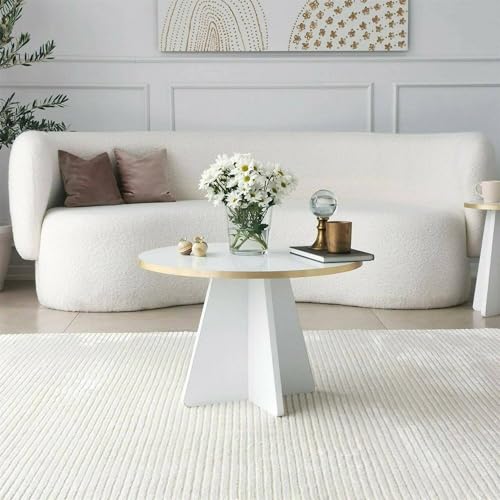 Table basse carrée Elnath dorée et blanche avec étagère basse - 2