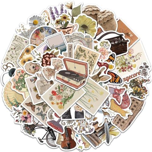 Image of Aesthetic Retro Stickers Pack 50PCS, Cute Vintage Vinyl Waterproof Boho Stickers Scrapbooks, Laptops, Guitars, Phones, Pads, Skateboards, Bicycles, Motorcycles, Helmets (Camera Sticker)
