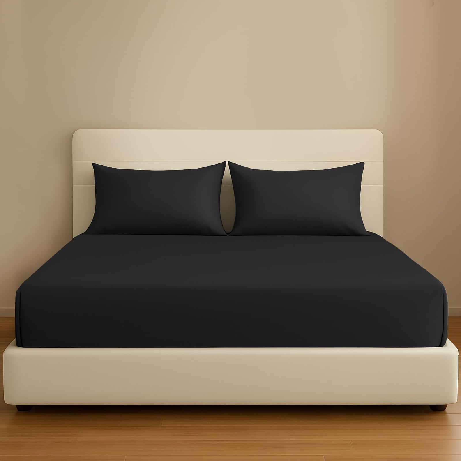 Pamposh 400 Thread Count Egyptian Cotton Double Fitted Sheet Durable Double Premium Natural Cotton Deep Fitted Sheets from B&Q