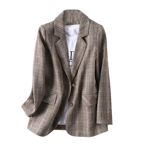 Genérico Blazer Mujer Fina Talla Grande Chaqueta Mujer Fiesta Negra Traje Chaqueta Primavera Ropa Formal Popular 2#café XL