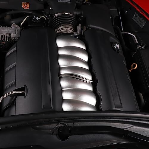 Image of Engine Shroud Cover Panel Trims Cover Compatible with Chevy Corvette C6 2005-2013, Aluminum Car Fuel Engine Trim Covers Accessories (Silver)