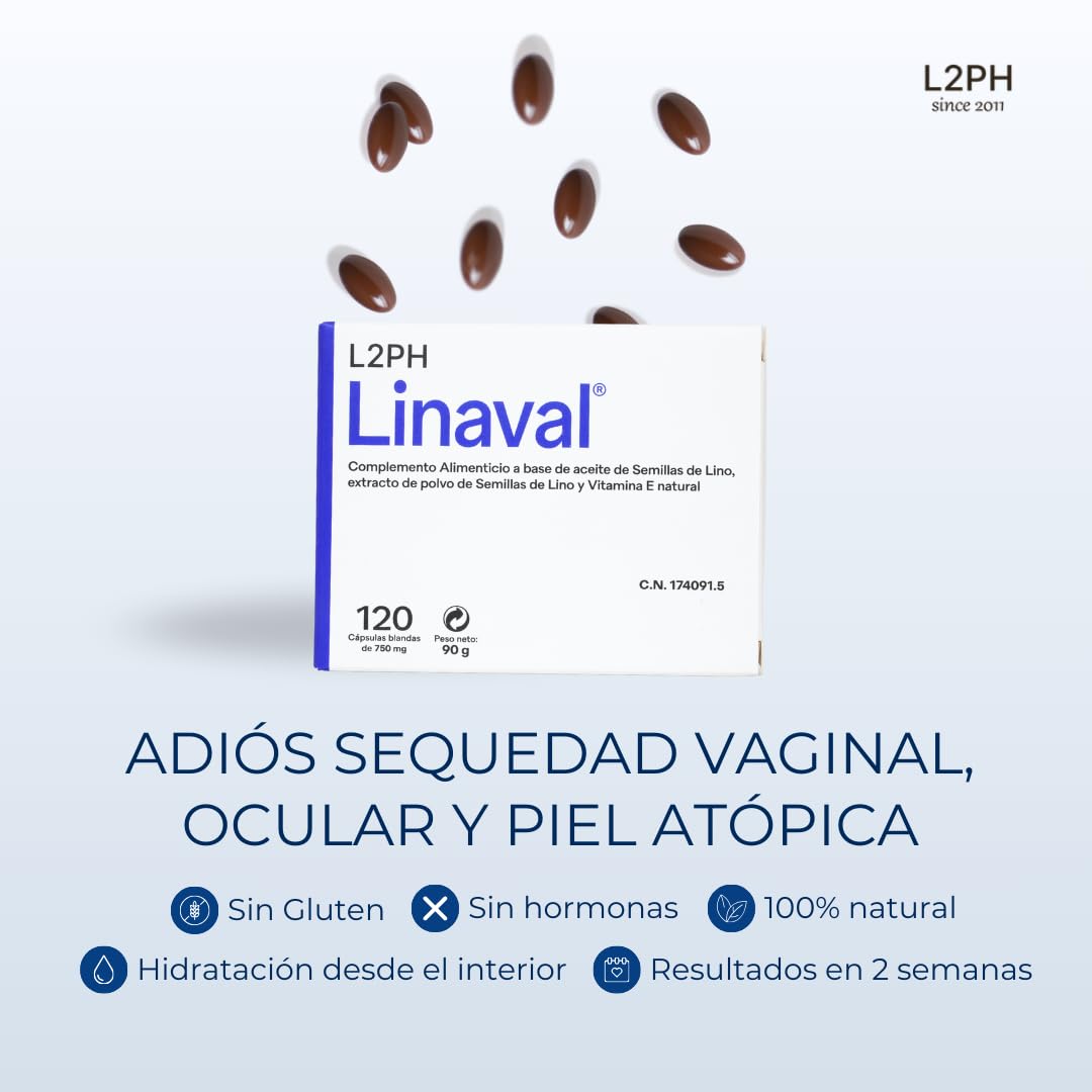LINAVAL Complemento alimenticio para hidratación profunda de piel, ojos y mucosas (120 cápsulas). Complemento nutricional con Omegas 3-6-7-9 y Vitamina E