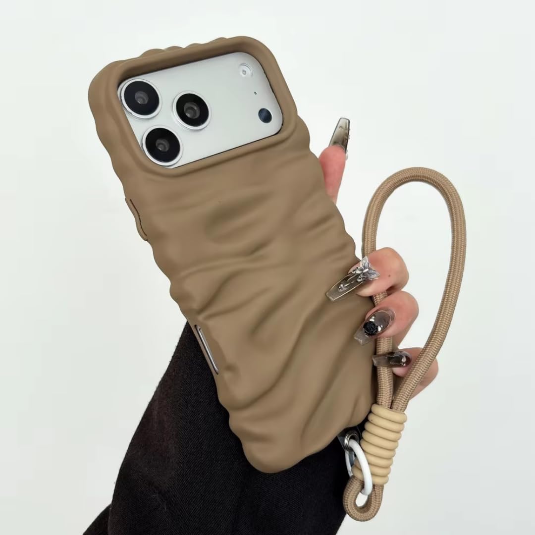 Coque iPhone 16 Pro marron anti-chute avec cordon réglable - 5