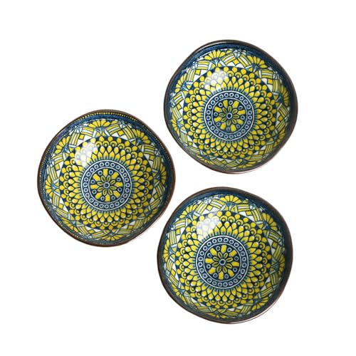 Image of MARKET 99 Yellow Melamine Katori Bowl Set of 3 (100ml Each) | Small Chutney, Dip & Pickle Bowls for Sauce, Condiments & Side Serving | Kitchen & Dining Table Bowl Set