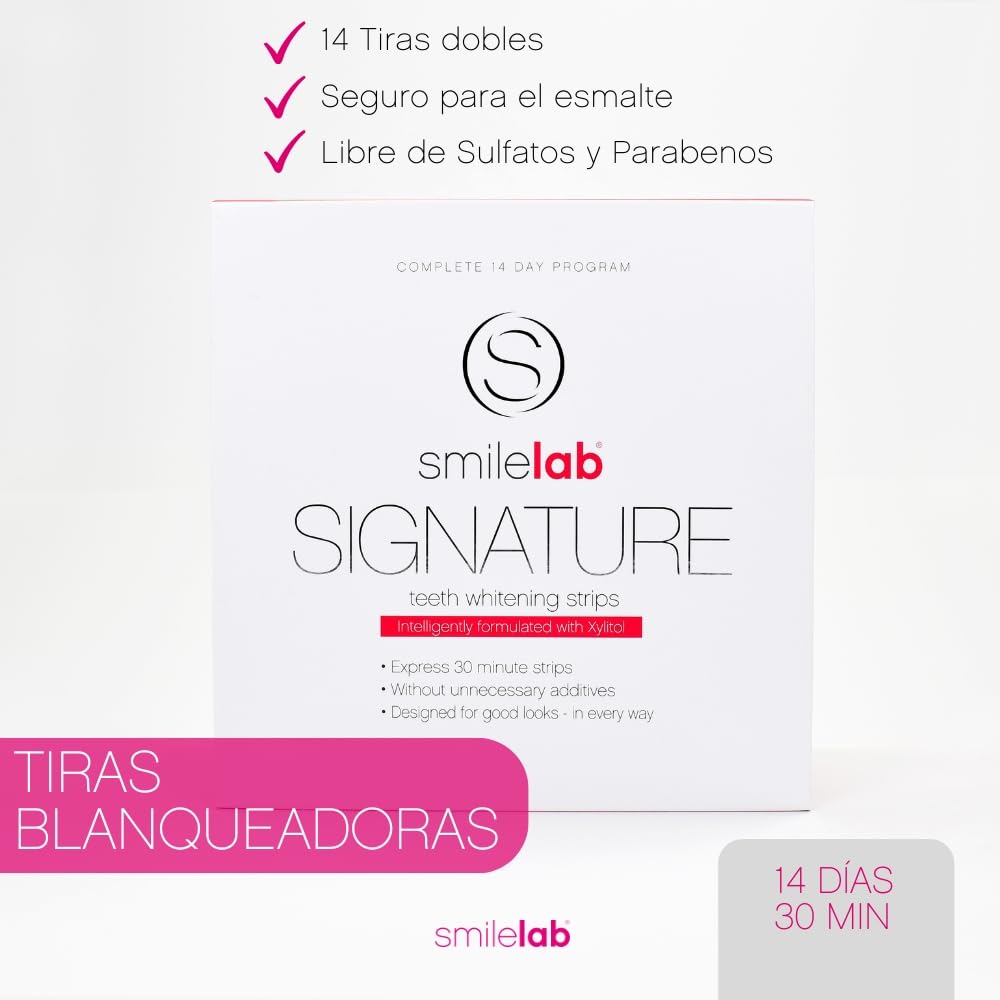 Segnature strisce sbiancanti | 14 strisce doppie | Trattamento sbiancante completo | Sbianca i denti | Con Xilitolo | Nessun problema di sensibilità