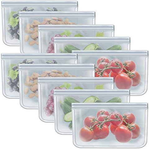 RLAVBL 1/2 Gallon Freezer Bags Reusable Food Storage Bags for Vegetable, Liquid, Snack, Meat, Sandwich, 10.2x7.87 Inch, 10 Pack - Thumbnail 2