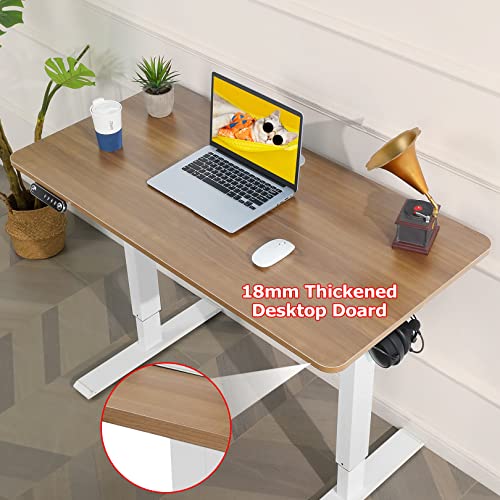 Korgol Electric Standing Desk Adjustable Height Standup Desks For Home Office, 48X24 Inches Sit Stand Desk Electric Stand Up Desk Gaming Desk With Charging Usb A To C Port, Walnut #TOP5