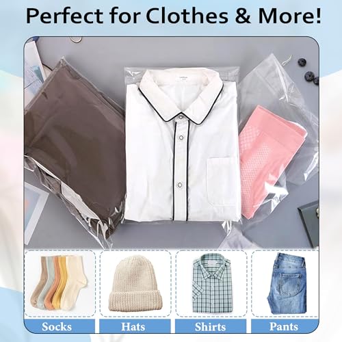 Image of GLUN Transparent BOPP Packing Bags with Sealing Tape Flap, Pack of 50 Pieces Size 12x16 Inch, Strong Heavy-Duty Industrial Grade Shipping Packaging Bags