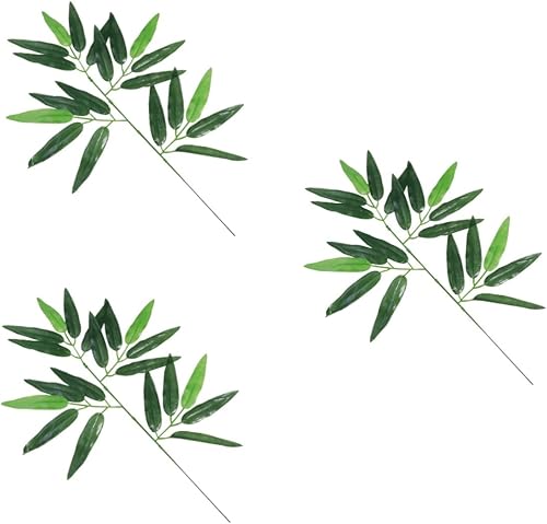 ARTIBETTER 36 hojas artificiales de bambú en maceta, palo de bambú artificial, hojas decorativas para manualidades