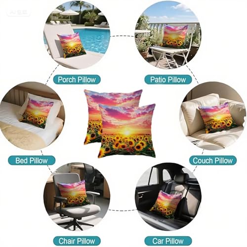 Housse coussin 75x75cm rose en lin imperméable lot de 2 - 7