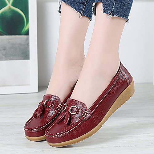 Image of Shoes Loafers for Women Classic Leather Loafers Casual Slip-On Boat Shoes ComfortWalking Moccasins Soft Sole Shoes