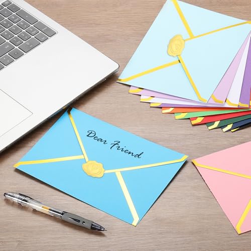Sobres A7 con borde dorado para proteger tarjetas de invitaciones de boda y oficina 5