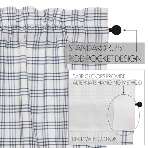 Vhcbrandssawyermillplaidcottonfarmhousekitchencurtainsrodpockethangingloops24incheslongtierpairblue Urban Country Home Decor Vhc brands sawyer mill plaid cotton farmhouse kitchen curtains rod pocket hanging loops 24 inches long tier pair blue urban country home decor