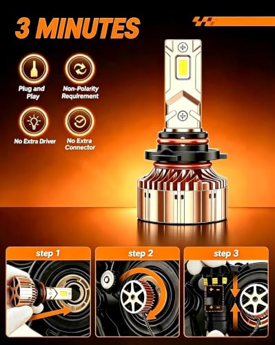 Image of SEALIGHT 9005 9006 Bulbs, 168000 9X Brightness Light Bulbs, HB3 HB4 6500K Cool White Bulbs with 25000RPM Fan, Plug and Play ATV /UTV, 10-Year Extended Lifespan IP68 Waterproof, Pack of 4
