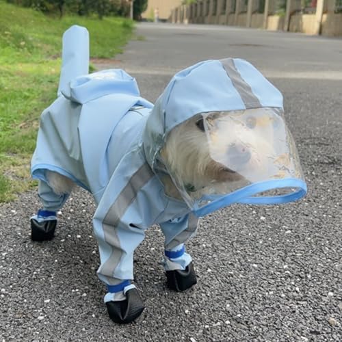 Dog Raincoat with Boots,Waterproof Dog Raincoats with Hood,Raincoat with Reflective Strap, Lightweight Rain Jacket with Leash Hole (Blue Cloud (Detachable Tail), S (3-5lb)) by Yeduzyn - Used condition - Image 5