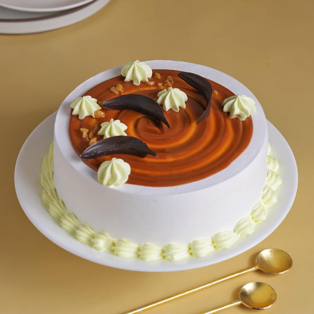 FlowerAura Delicious Fresh 0.5Kg Caramel Glaze Butterscotch Cake For Birthday | Anniversary | Wedding | Mother's Day | Father's Day | Valentine's Day | Christmas | New Year (Same Day Delivery)-picture-11