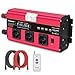 Yinleader 2500W /5000W Wechselrichter 12V /24V auf 230V Reiner Sinus Spannungswandler, Inverter mit LCD-Display, 3 EU-Steckdosen und 4 x 3.1A USB für LKW, Wohnmobil, Solar Hausgeräte - Rot