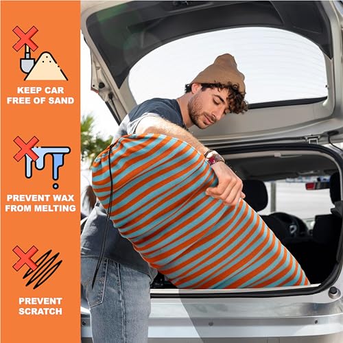 SUN CUBE Surfboard Sock Cover, Protective Surf Bag for Surfing Board, Light Stretchy Surfbag Sleeve for Funboard, Hybrid (8\'0\'\', Sunset Orange)