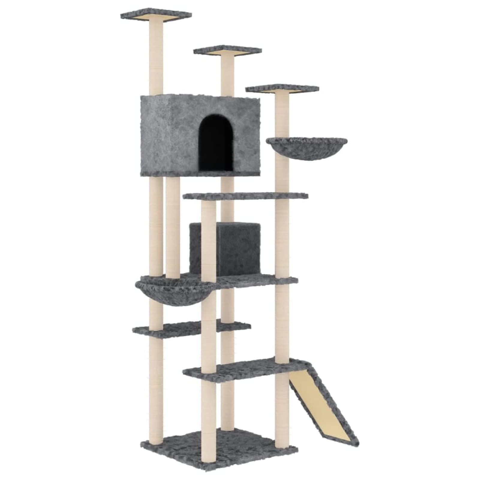 Homgoday Arbre à chat avec griffoir en Sisal Gris foncé 191 cm Meubles chat jeu jouet chat arbre griffoir