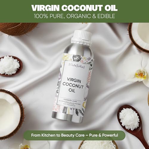 Image of VedaOils Virgin Coconut Oil for Hair & Skin 500ml | 100% Pure & Natural Lightweight Oil | Hydrates, Nourishes, Strengthens Hair & Softens Skin | Non-Greasy & Easy Absorbing