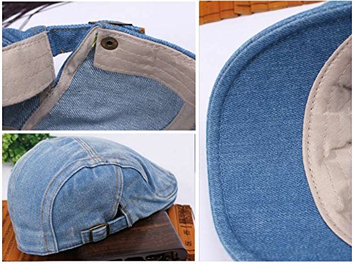 Image of Quanhaigou Unisex Denim Newsboy Hats Flat Ivy Gatsby Cabbie Driving Berets Hat Cotton Dad Cap for Men Women