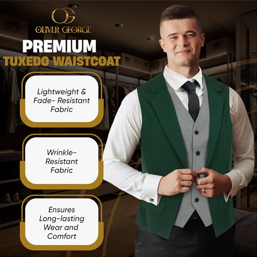 Oliver George Men’s Solid Color Suit Vest Formal Tuxedo Waistcoat Business Layered Dress Vest For Suit or Tuxedo3