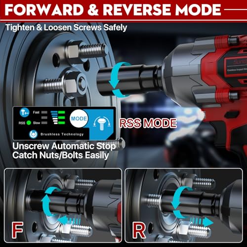 SundpeyPRO Cordless Impact Wrench 750Ft-lbs(1000N·m) - 21V 1/2\" Brushless Electric Impact Driver with 2 * 4.0Ah Battery - 3000RPM Power Impact Gun with Sockets & Fast Charger & Case for Car Truck RV - Thumbnail 5