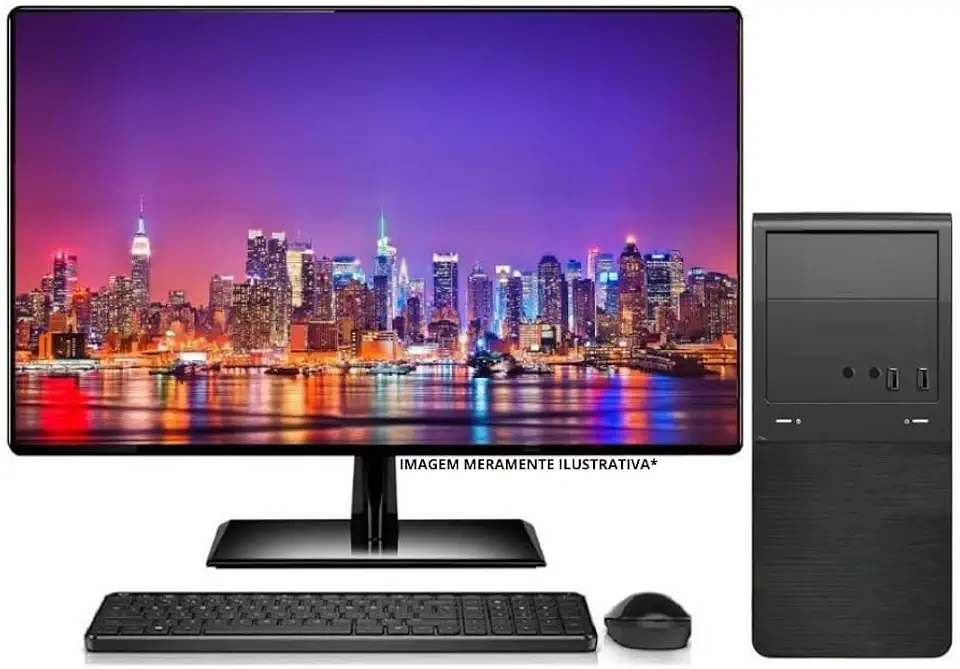Computador Completo Intel Core i7, Placa Mãe H61, 16GB RAM, SSD 512GB, Monitor LED 23,8" HDMI, Windows 10