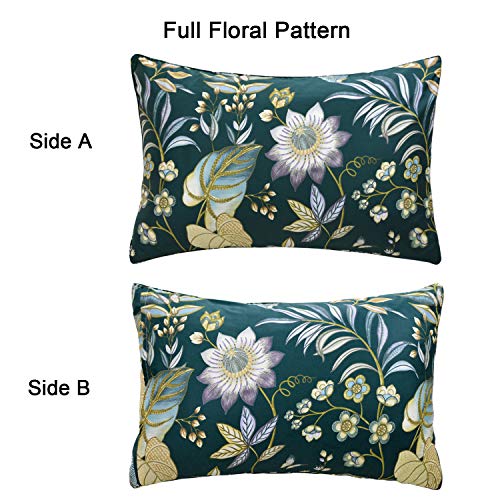 Fadfay Sheets Set Twin Xl Teal Elegant Floral Bedding Tropical Plam Leave Sunflower Bedding 800 Tc Luxury Summer Bedding 100% Egyptian Cotton Deep Pocket Bed Sheets Set, 4 Pieces-Twin Extra Long Size #TOP4