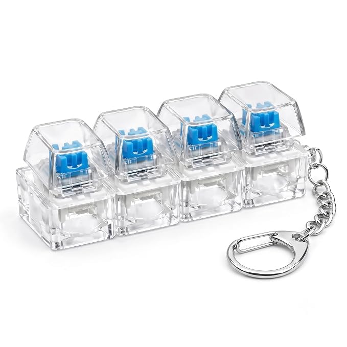Mechanical Keyboard Switch Keychain with LED Light, 4-Key Clicky Fidget Toy, RGB Keyboard Switch Tester, Stress Relief Key Ring for Gamers, Programmers & Keyboard Enthusiasts (Pack of 1)-image-14