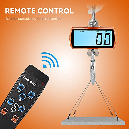 Newtry 1000Kg/2200Lb Wireless Electronic Digital Crane Scale Heavy Duty Industrial Hanging Scale With Remote Control (Orange, 1000Kg/2200Lb) #TOP4