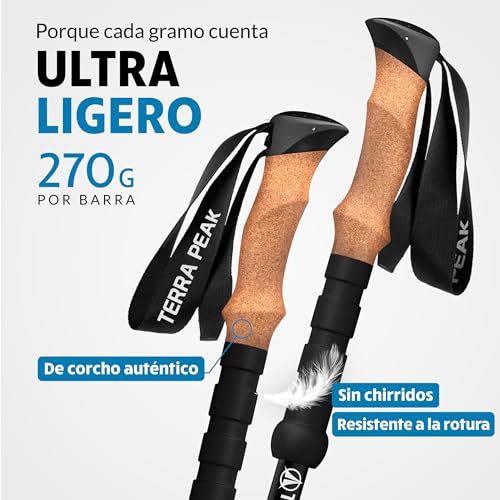 Bastones de trekking de carbono ligeros con accesorios completos Terra Peak 2