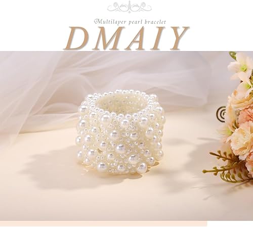 Miniatura 2 de Pulsera elástica de perlas vintage pulseras de perlas joyería pulsera de cuentas blancas para boda, cumpleaños, festival, fiesta