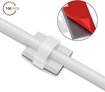Elfcam - 50PCS Adjustable Cable Clips, Adhesive Cable Organizer Cord Holder & Cable Straps for Fiber Optic Cables, Wire Cables and Slim Ethernet Cables Cat 6, Pack of 50, White (6mm-50PCS)
