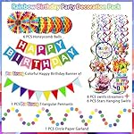 Pre-Strung Colorful Happy Birthday Banner Paper Triangle Flag Bunting Circle Confetti Dots Hanging Garland And Honeycomb Ball Swirl Streamers for Birthday Baby Shower Party Decoration - Image 2